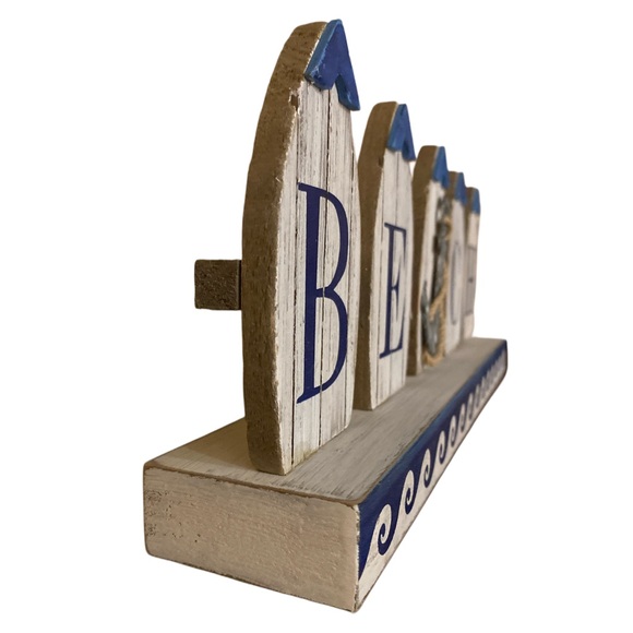 SET OF 5 - BEACH LIFE DECOR (Distressed Wood, Metal and Rope) - Picture 6 of 9